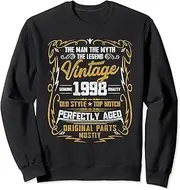 [X.Style] Vintage 1998 Man Myth Legend 25th Birthday 25 Years Old Sweatshirt ds1896 Sweatshirt (S) Black