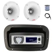 Pyle Marine Radio,Adapter,Spa Bezel, Antenna,Wire, 2x 1" 120W Tweeters (White)