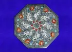 15" Marble side Table Top Gem Stones Inlay Work Home Decor / Handmade work
