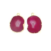 Splendid Natural Agate Slice #MetalPurity# Brass DIY Making Connector Pair