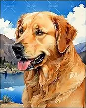 TAOPAOLAB Loyalty Animal Paint by Numbers Kit for Adults - DIY Golden Retriever by Lake Painting on Canvas 16x20In, Acrylic Paint Set, Suitable for Beginners, Pet Art for Home Decoration or Gifts