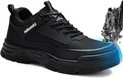 [GUSAYEX] Work Boots for Men Comfortable Steel Toe Boots Lightweight Safety Boots Indestructible Steel Toe Shoes for Men Industrial Construction Boots Rubber Sole Men's Working Boots