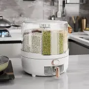 Grain Storage Container Dispenser 360° Rotating Food Dispenser (Large/ White)