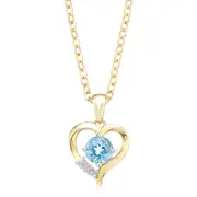 9ct Yellow Gold Diamond Set & Blue Topaz Pendant