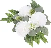 GREENADSCAPE Realistic Chrysanthemum Wreath Menorah Silk Candle Ring Home Decor Photo Prop