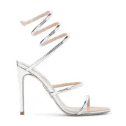 [Rene` Caovilla] Rene` Caovilla-Silver Mirror Snake Sandals-Donna 38.5 IT