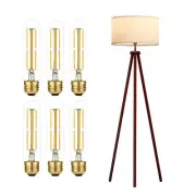 Bundle of T10 E26 Edison bulb 60 watt and Walnut Wood Tripod Floor Lamps for ...