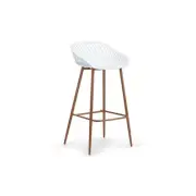 Set of 2 Leerdam Kitchen Counter Bar Stools - White - White