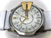 New Original Diesel DZ1476 Leather Band Watch White Dial White Band ,NO BOX