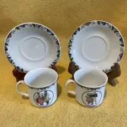 Svenska Landskapsdrakter Coffee Tea Cups & Saucer Plate Swedish National Costume