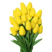 20 Pcs Yellow Tulips Artificial Flowers Real Touch Fake Tulips Fake Flowers f...