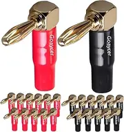 Goaycer Banana Plugs Right Angle 12 Pairs - 24k Gold Plated 90 Degree Speaker Connector (24Pcs)