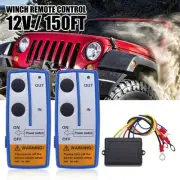 12V Wireless Winch Remote Control Kit Receiver 150FT Twin Switch Handset Easy