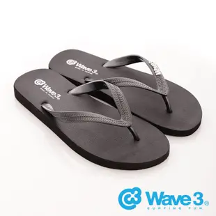 WAVE 3 台灣製男款橡膠簡單立體LOGO輕量防水人字夾腳拖鞋-黑17101301