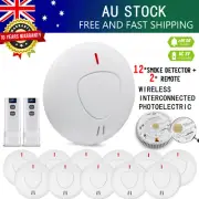 12Pcs ANKA Wireless Interconnected Photoelectric Smoke Alarm Detector & 2 Remote