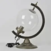 Metal And Glass Globe Shaped Table Lamp