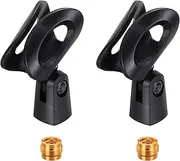 uxcell 2Pcs Microphone Clips Adjustable Mic Holder Flexible Wireless Mic Stand Adapter for Handheld Mics with Metal 5/8" Male to 3/8" Female Screw Adapter
