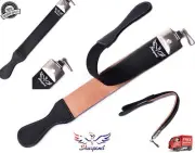 SALON STRAIGHT CUT THROAT WET SHAVING RAZOR RASOIR LEATHER SHARPENING STROP/BELT