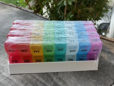 31 Day Pill Sorter Organizer Am-Pm Detachable Case Colorful Plastic Vitamins