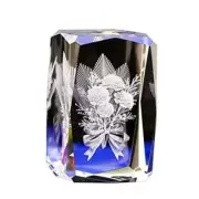 3D Laser Etched Crystal Flower 2x2x3.14 Inch with Gift Box for Anniversary