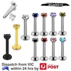 2PCS Piercing Studs Internal Thread Labrets Lip Ring Ear Tragus Stone Body Jewel