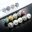 Ceramic Kids Room Dresser Flower Pull Furniture Door Handle Round Cupboard Knob