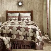 Primitive Queen Quilt Red Independence Day Patchwork Bedroom Decor VHC Brands