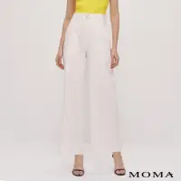 在飛比找momo購物網優惠-【MOMA】自然棉麻｜高腰顯瘦西裝寬褲(白色)