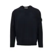 [STONE ISLAND] STONE ISLAND Wool crewneck sweater with logo badge Man S S Blue