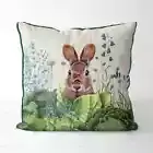 FABFUNKY LTD, RABBIT IN CABBAGE PATCH #6 CUSHION / PILLOW COVER, 18" x 18", NEW
