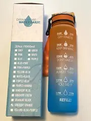 Gym Water Bottle with Time Markings 1 litre Gradient Orange