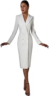 [Kromoc] Women's Peak Lapel Blazer Double Breasted Buttons Suit Jacket Long Tuxedos Coat for Party Prom