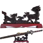 Wood Japanese Samurai Sword Stand Holder Stand Kyrin Carved Katana Tanto Rack