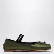 [Miu Miu] Olive green silk satin ballerina 39 IT Green