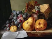 PEARS GRAPES Tile Mural Kitchen Bathroom Wall Backsplash Art 24x18
