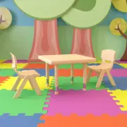 Flash 24" Square Natural Plastic Height Adjustable Activity Table Set/2 Chairs