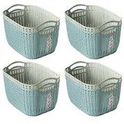 8x Kemasi Home Storage Organisation Basket Tubs Knitted Pattern Large Asstd