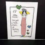 Completed Finished Cross Stitch Lady I'm Just Hunk Hunk Of Burning Love Humor