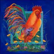 Rooster Accent & Decor Tile Susan Libby Animal Art SLA004AT