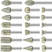 20*Diamond Grinding Burr Drill Bits For Glass Engraving Cutting Lines Polishing