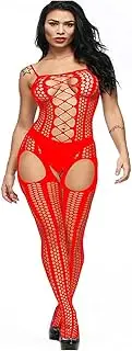 [SCALZE] Fishnet Socks Sexy Black Lingerie Stockings Women Hollow Out Sling Fishnet Body Stocking Free Removal Mesh Tight High Stocking for Ladies Stockings (Color : Red, Size : One Size)