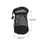 Nylon Mesh Drawstring Pouch for Tennis and Golf Ball Storage - Black