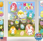 Whaline 9 Sheets Easter Window Clings Cute Cartoon Bunny Egg Chick Rabbit Win