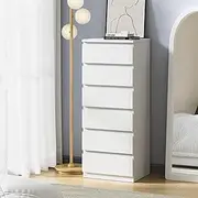 Oikiture Chest of Drawers Tallboy Wooden Dresser with 6 Drawers White