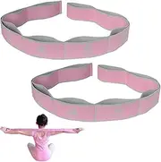 2PCS Stretch Strap,Multi-Loop Elastic Yoga Stretch Strap,Pilates Stretch Band,Youth Sports Elastic Bands,for Yoga,Gymnastics,Pilates(Pink)