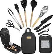 Camkinger Camping Accessories Kitchen Cooking Utensils Set - Portable Outdoor Camp Cookware Set, Silicone Camper Essentials Gear Must Have Supplies for Travel RV BBQ Grill Picnic Hiking