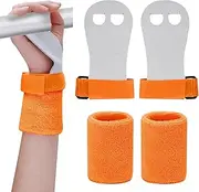 Abeillo 2 Gymnastics Grips Wristbands Sets for Girls Youth Kids, Gymnastic Hand Grips Gymnastic Bar Palm Protection and Wrist Support Sports Accessories for Kids Workout and Exercise (Orange, S)