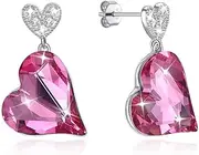[Generic] Crystals from 925 Women Wedding Earrings Jewelry Heart Crystal Hanging Stud Earrings Made in China