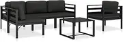 Patio Furniture Sets 6 Piece Garden Lounge Set with Cushions Aluminium Anthracite