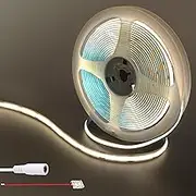 Clearhill 12V COB LED Strip Lights with 5521DC Female Connectors(No Power Supply),16.4FT/5M,Natural White 4000K,320LEDs/M,8mm Width,CRI80,Electroplated Single-Sided Panel,10W/M,IP20,for Indoor